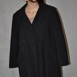 GALLERY  PETITE BLACK FOUR BUTTON DOUBLE  BREASTED TRENCH COAT SIZE 6P